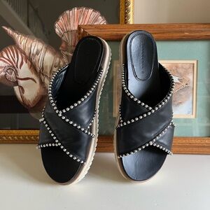 Zara Black Criss-Cross Sandals with Studded Details
